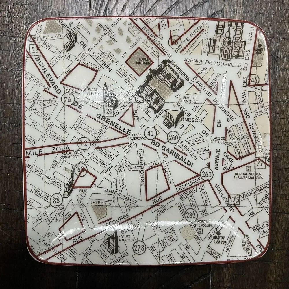 Target Home Set of 4 Salad Plates Paris Landmark Maps Porcelain 6”